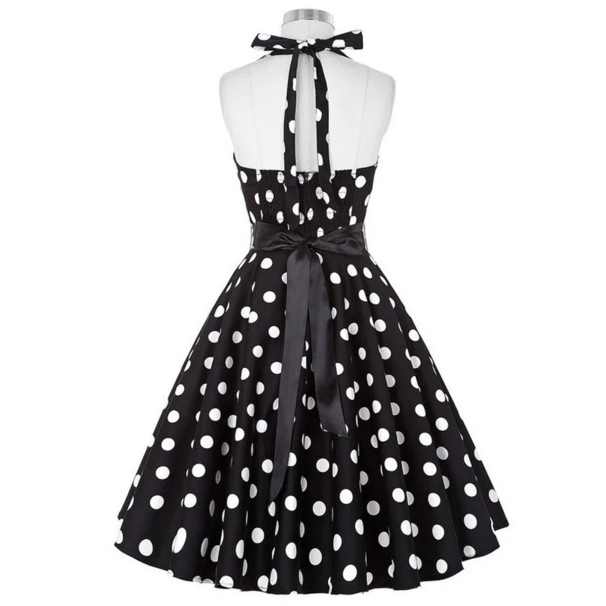 Vintage Summer  Polka Dot Print Halter  Dresses Vestidos