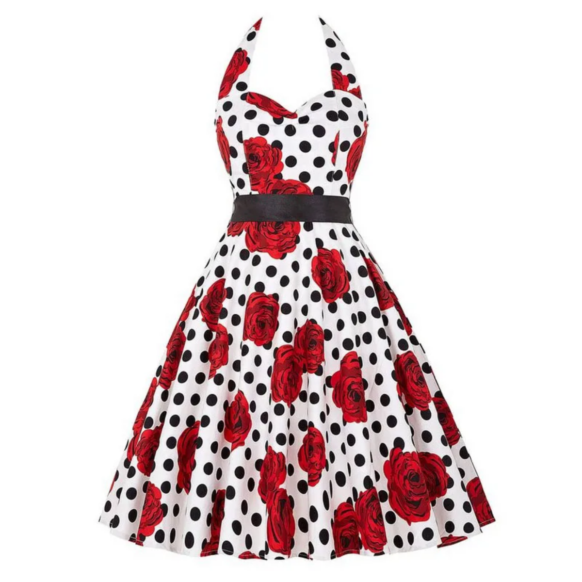 Vintage Summer  Polka Dot Print Halter  Dresses Vestidos