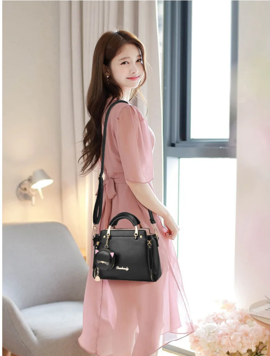 Fashion Vintage Designer Messenger PU Leather Handbag