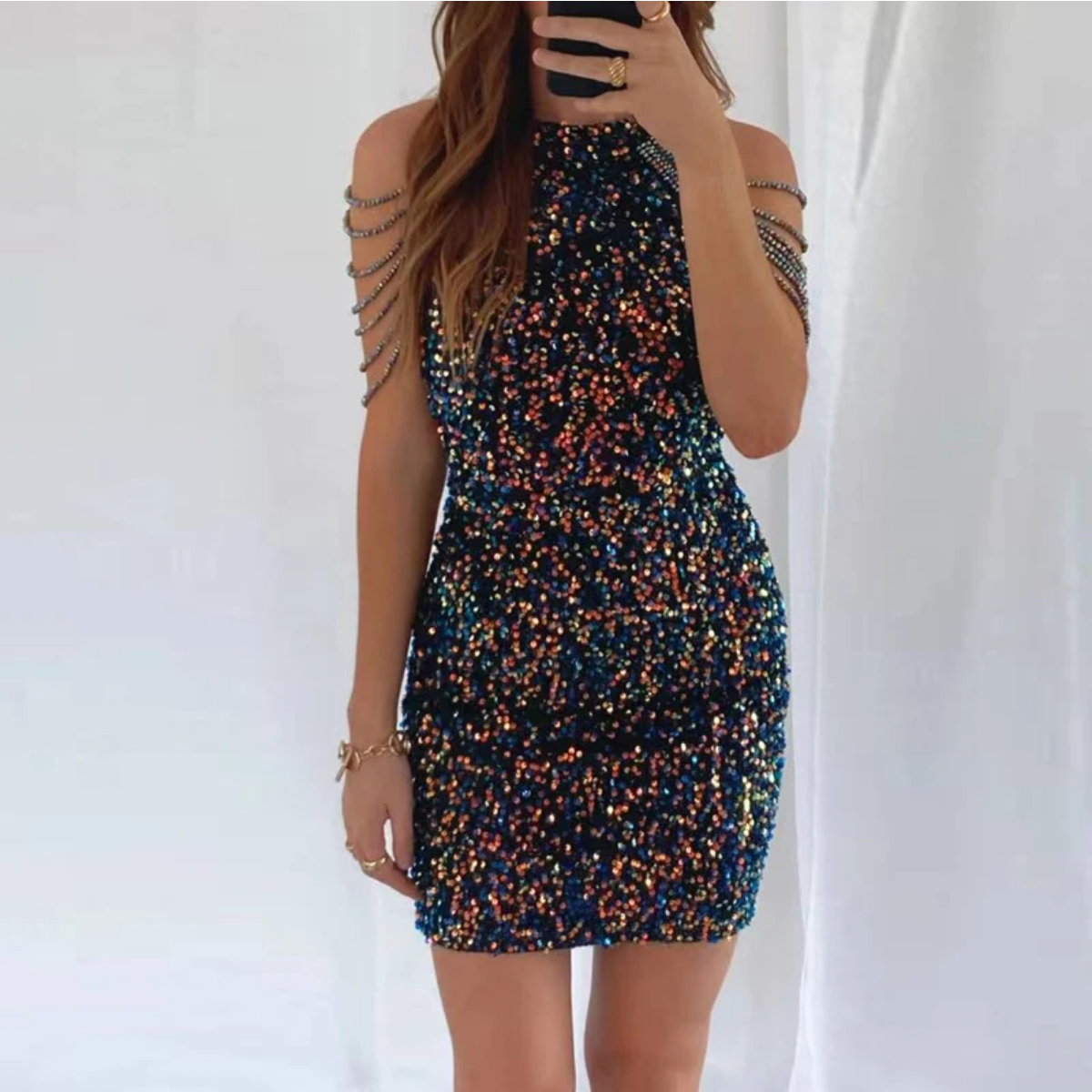 Sexy Off Shoulder O Neck Sleeveless Slim Mini Dress