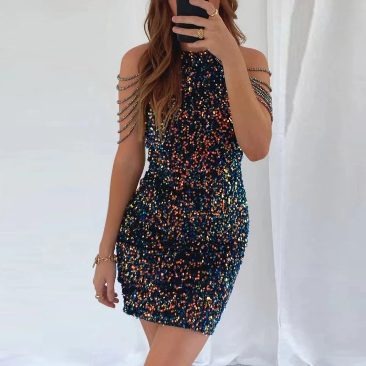 Sexy Off Shoulder O Neck Sleeveless Slim Mini Dress