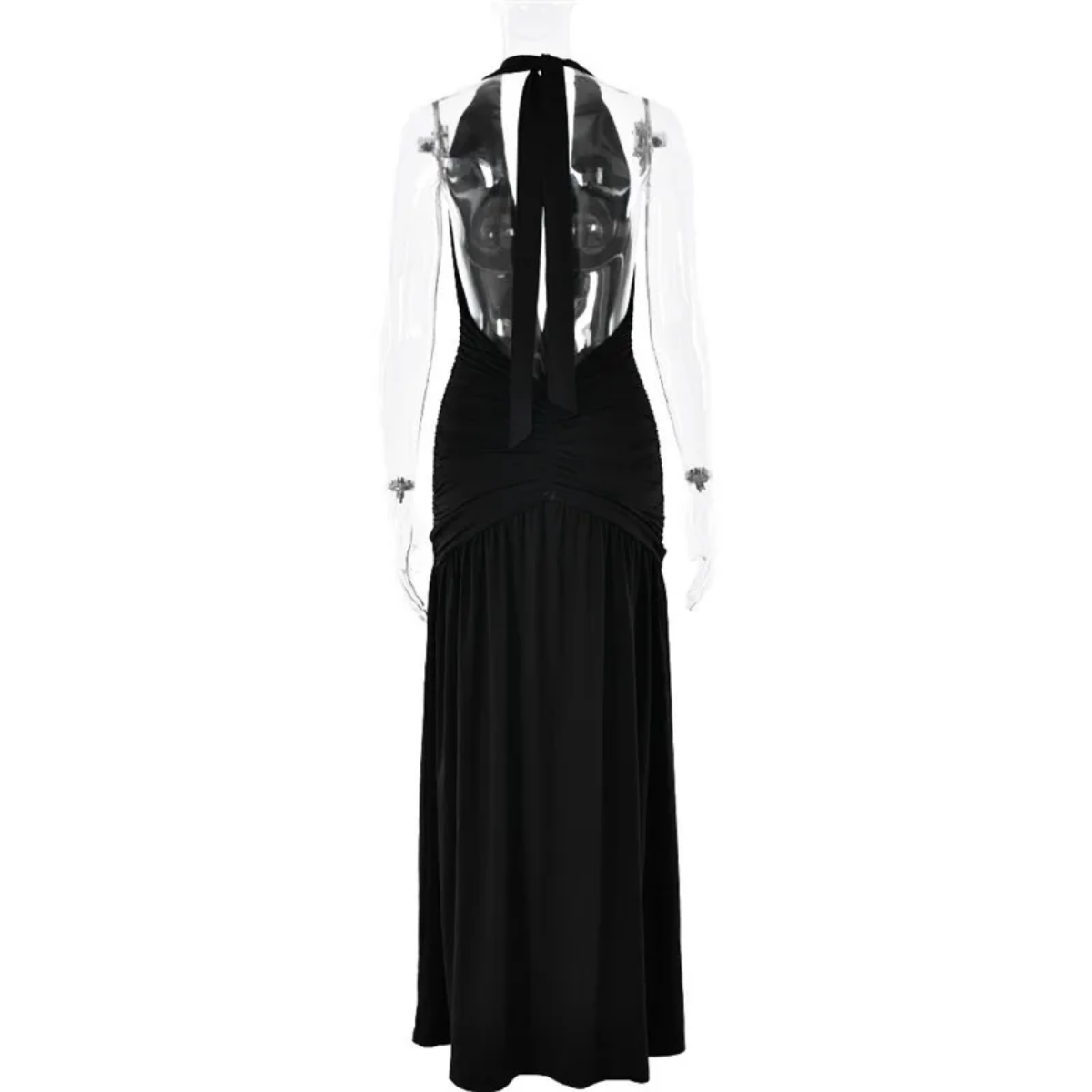 Halter Deep V Neck Backless Maxi Dress