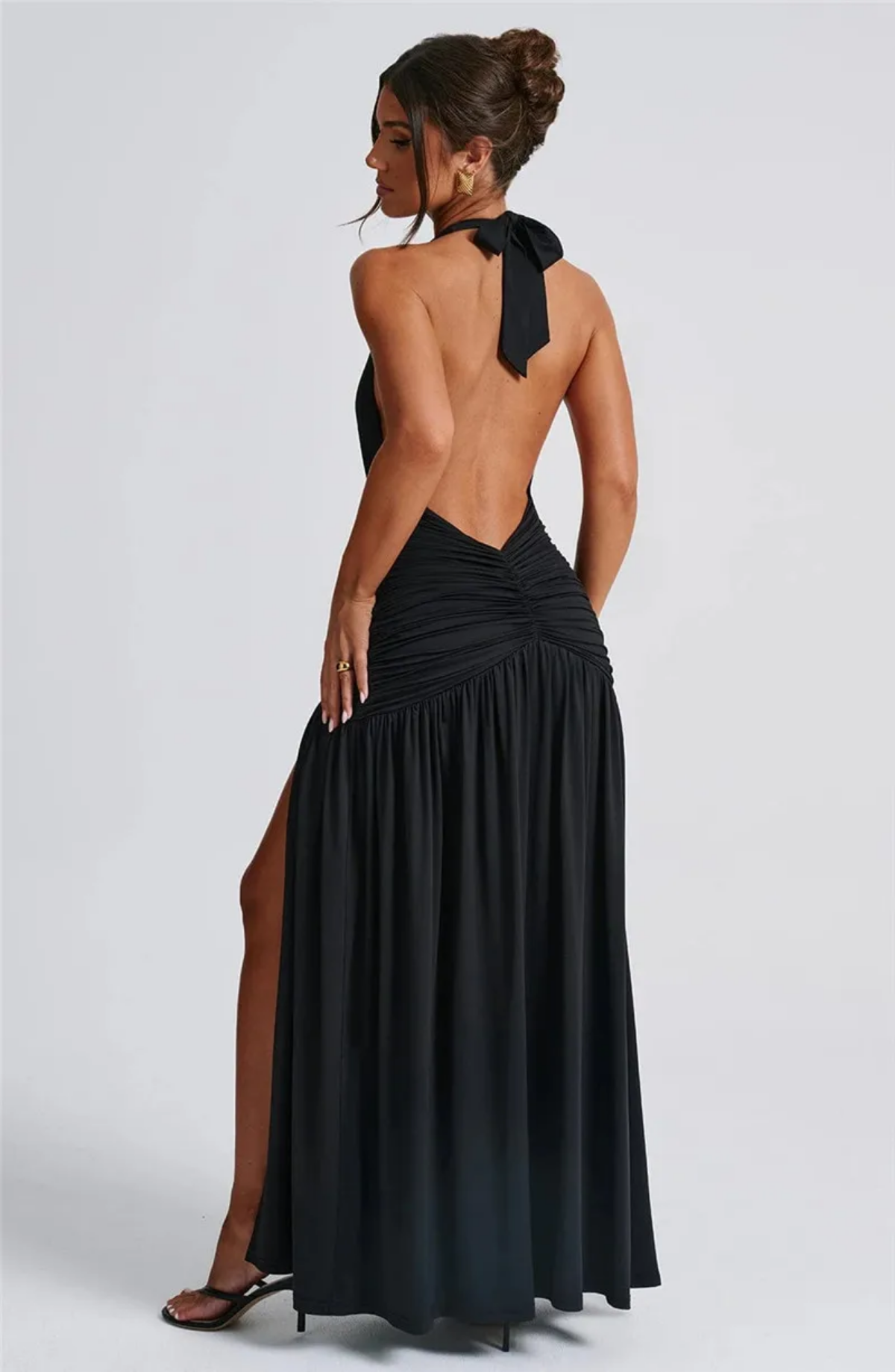 Halter Deep V Neck Backless Maxi Dress