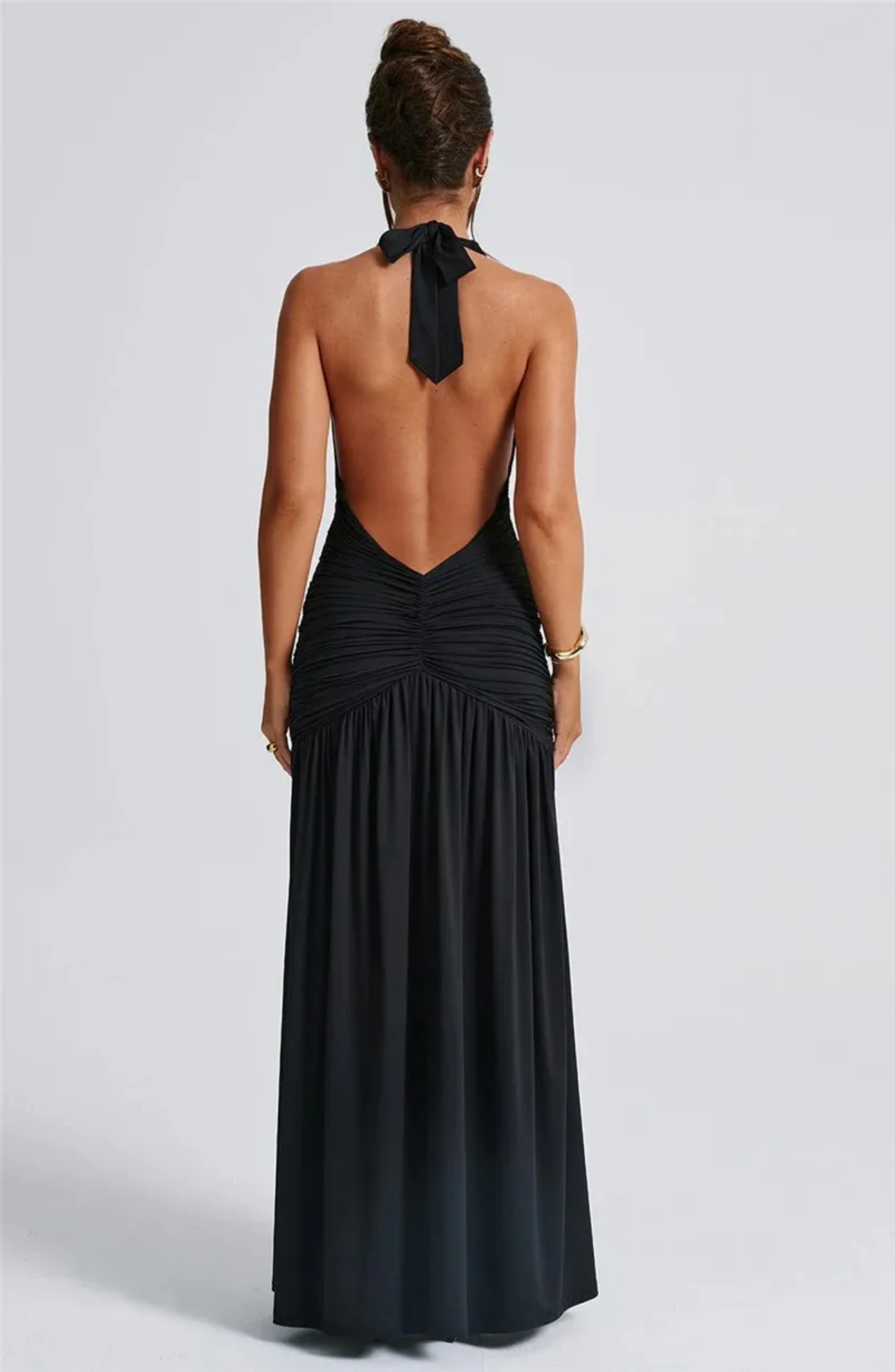 Halter Deep V Neck Backless Maxi Dress