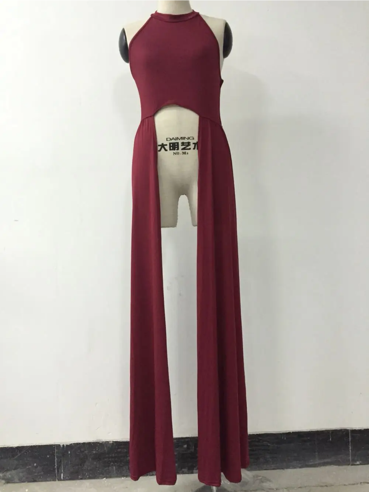 Sleeveless Solid Color Open Back Long Halter Top