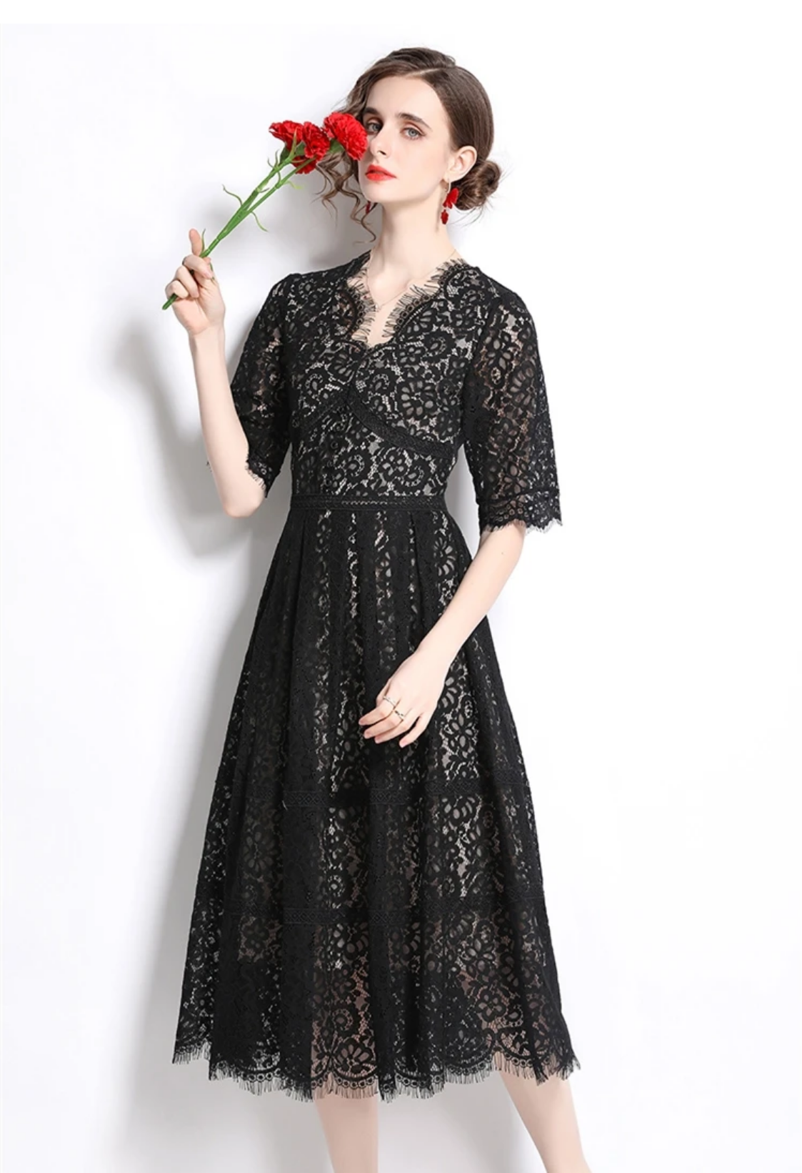 Elegant Black Lace Dress