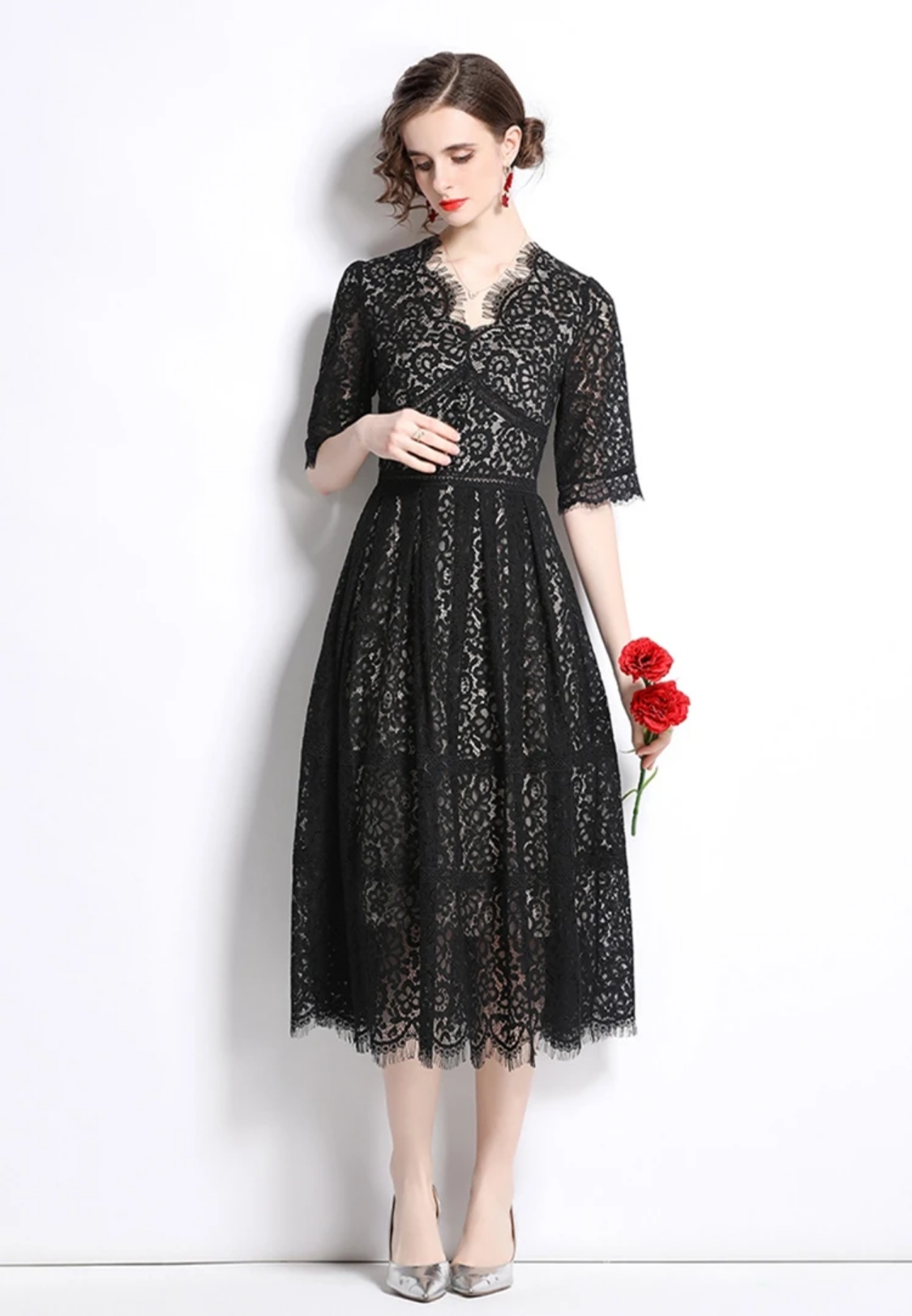 Elegant Black Lace Dress