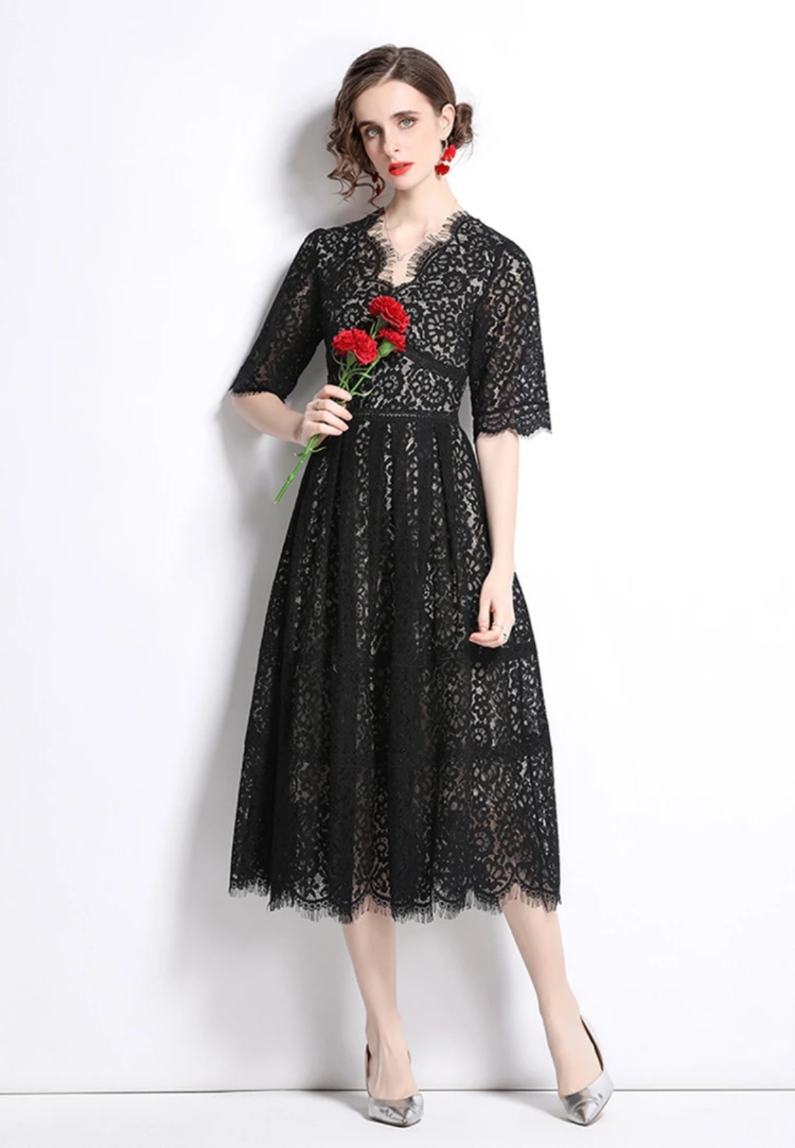 Elegant Black Lace Dress