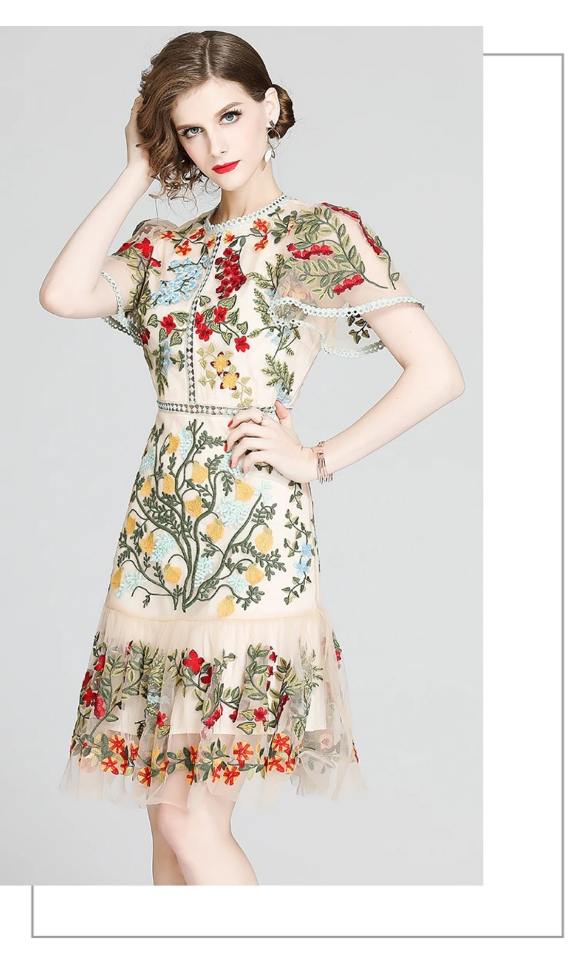 Luxury Embroidery Mesh Dress Vestidos