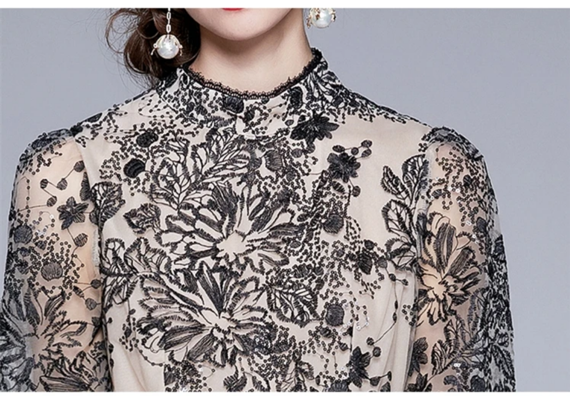 Luxury Embroidery Mesh Dress