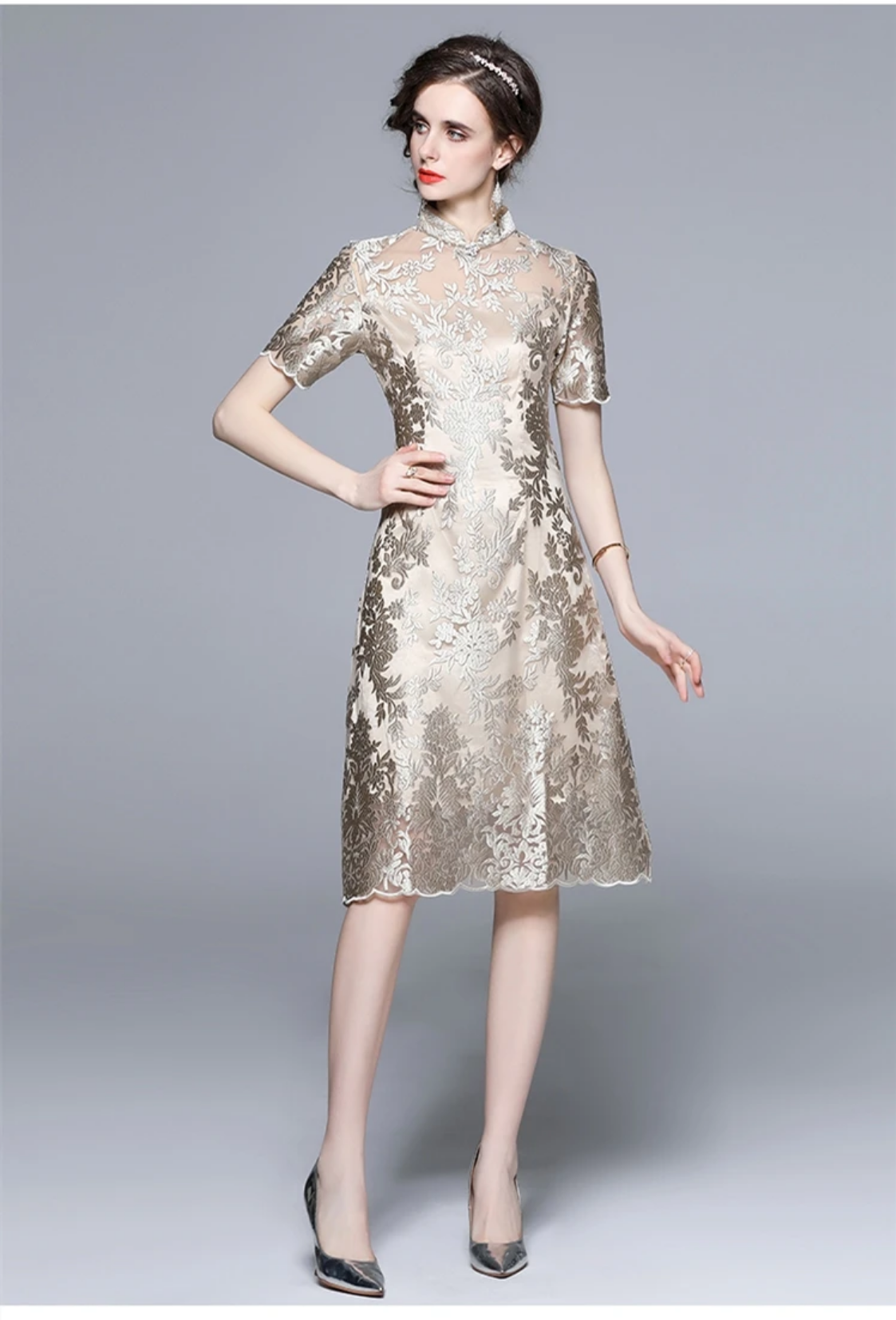 Luxury Embroidery Mesh Dress