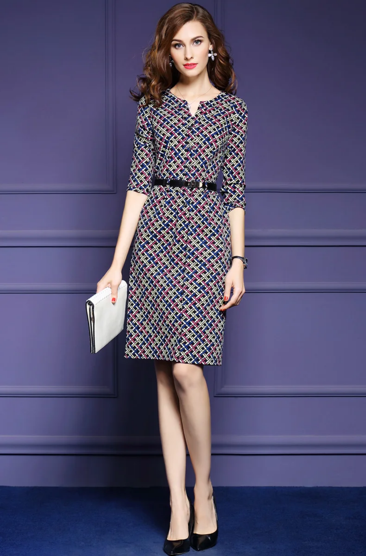 Autumn Elegant Plaid Pencil Dress