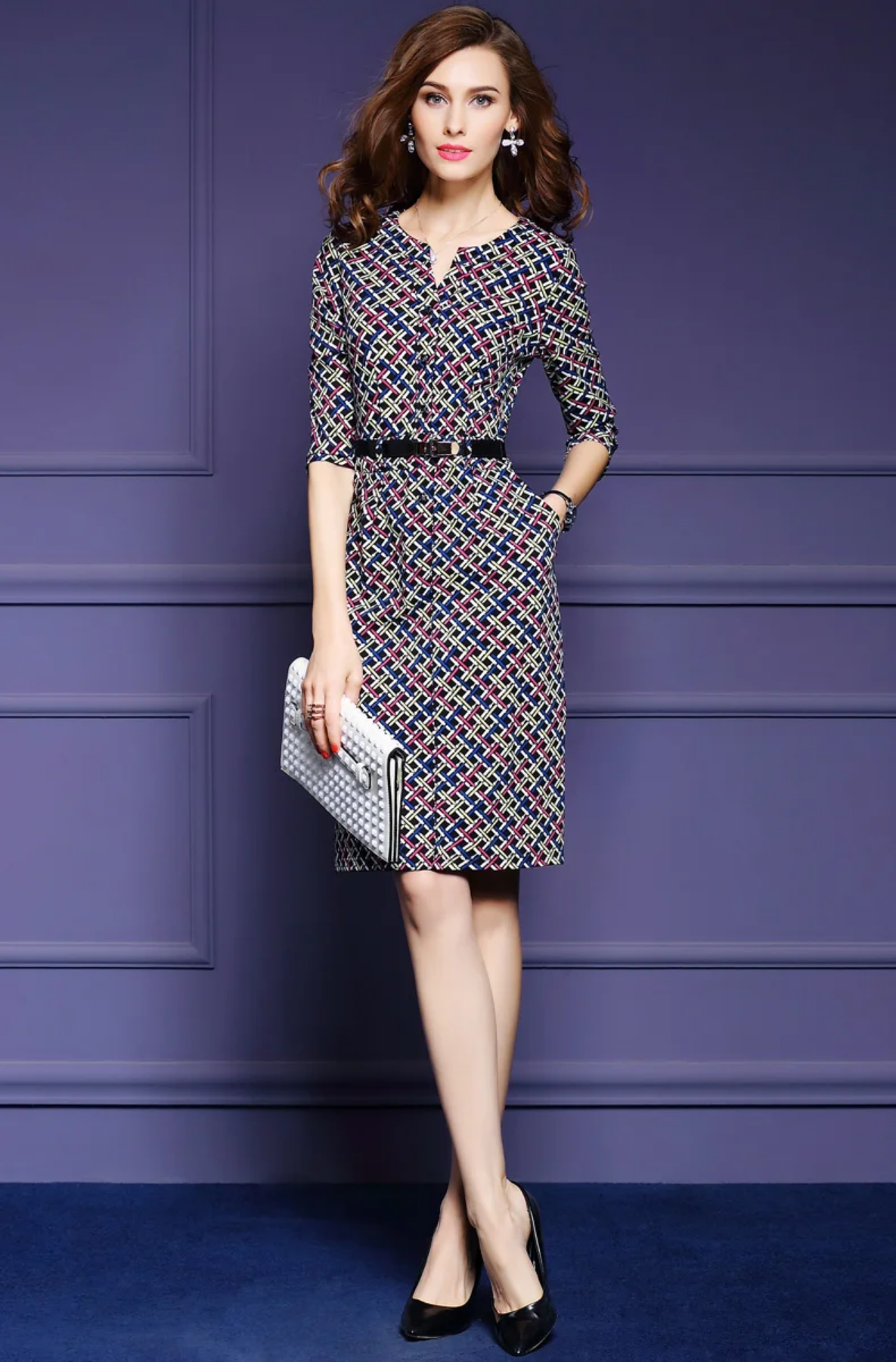 Autumn Elegant Plaid Pencil Dress