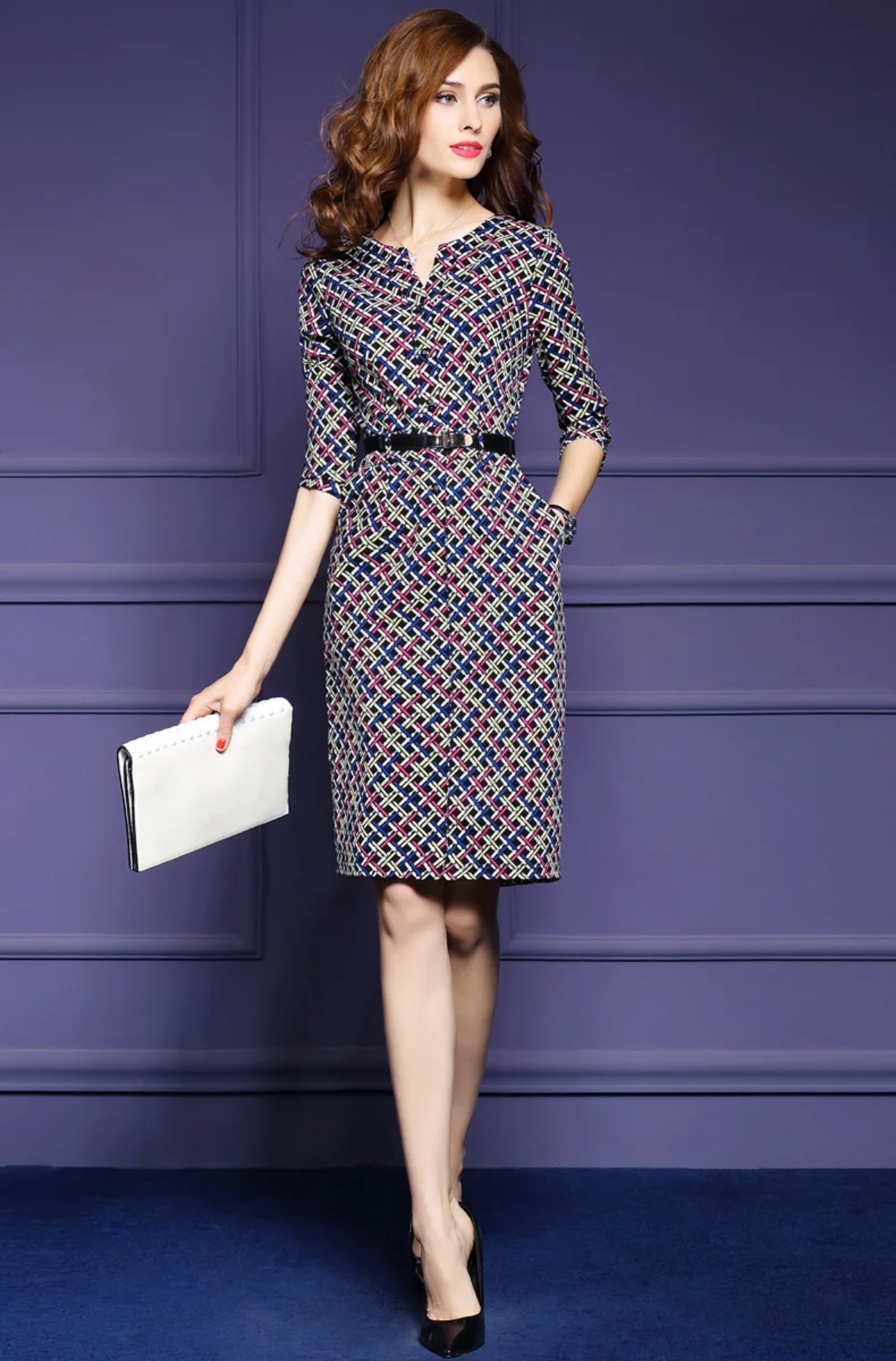 Autumn Elegant Plaid Pencil Dress