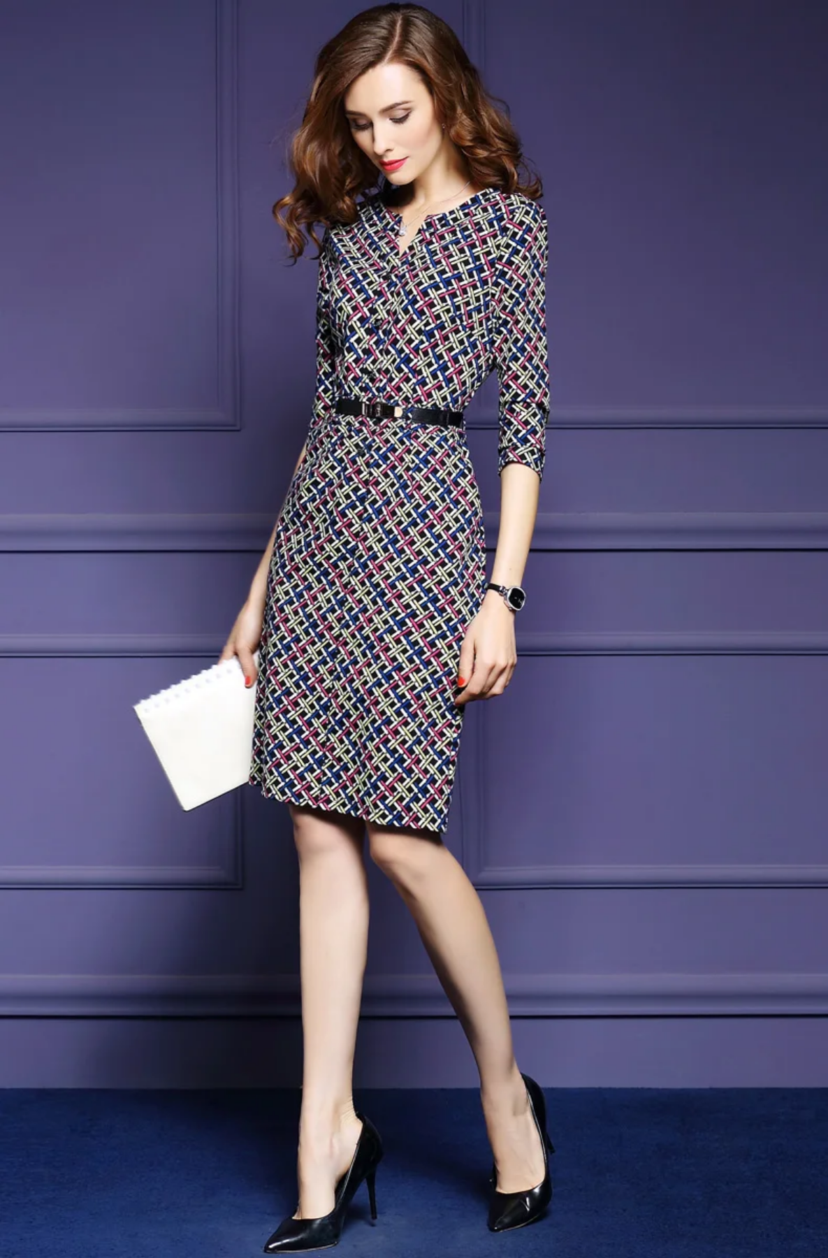 Autumn Elegant Plaid Pencil Dress