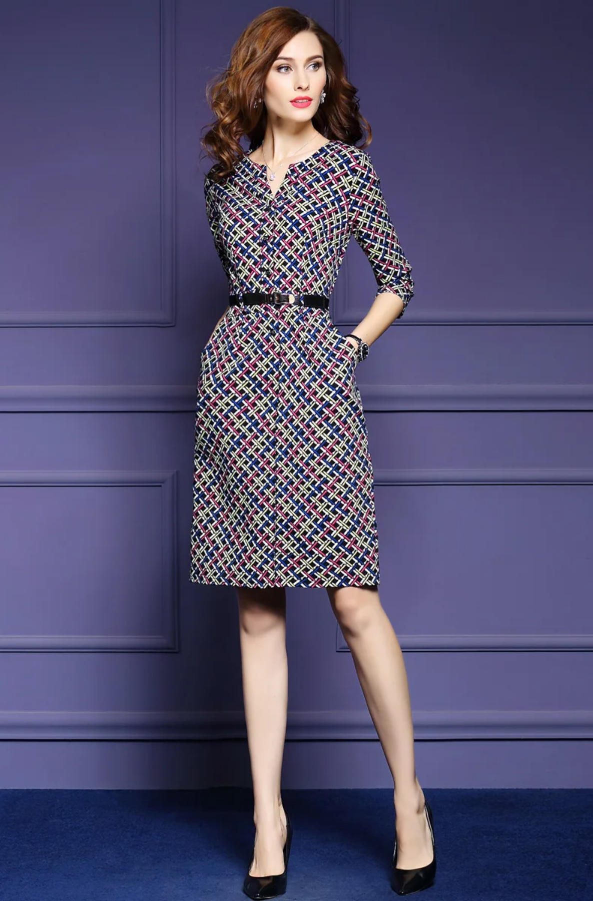 Autumn Elegant Plaid Pencil Dress