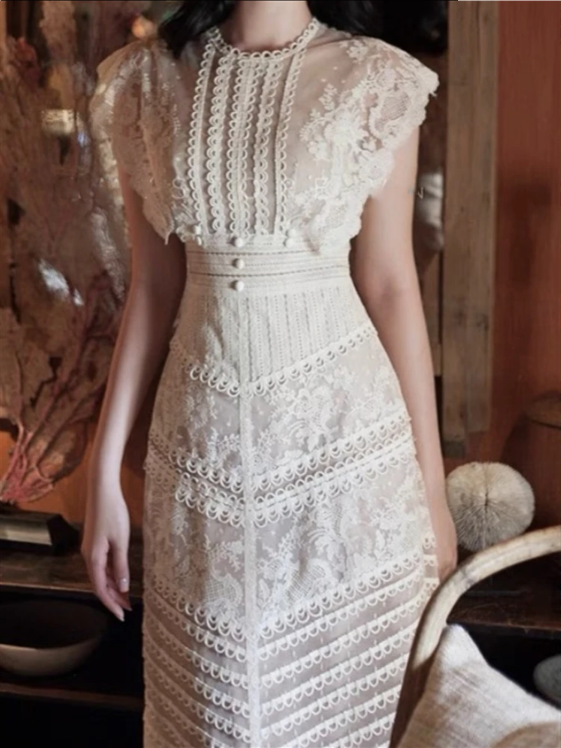 Boho Backless Embroidery Lace  Dresses