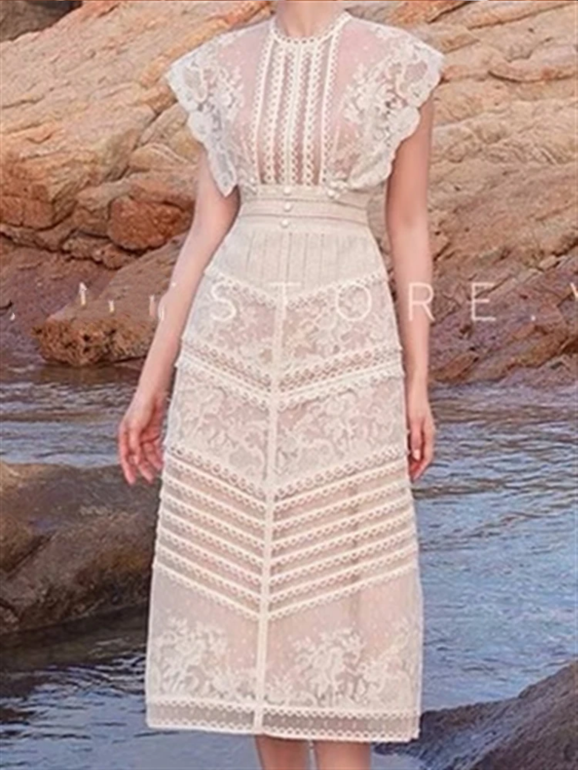 Boho Backless Embroidery Lace  Dresses