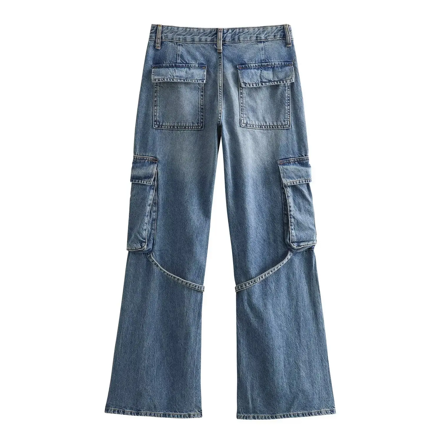 2023 Autumn Fashion Casual Solid High Waist Denim Wide Leg Pants