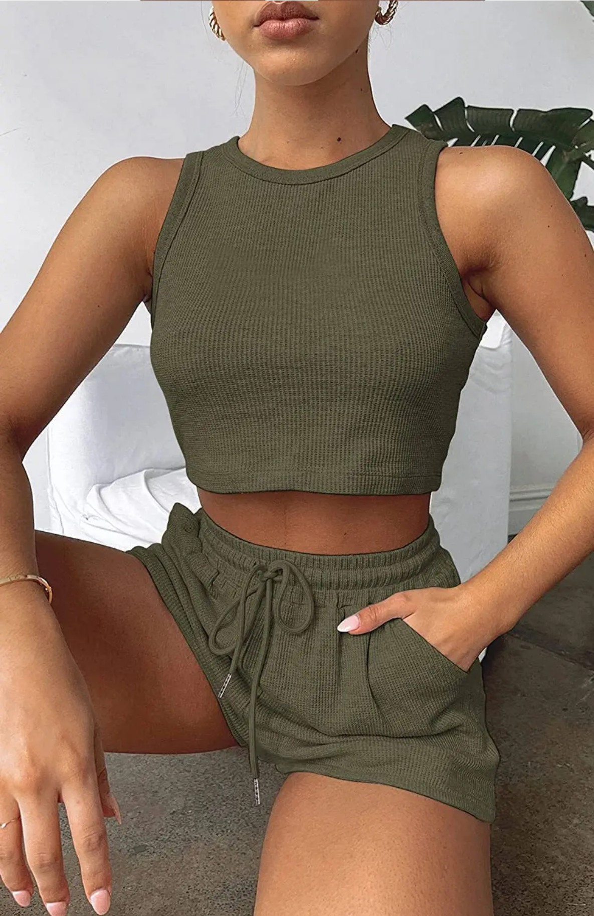 Two Piece Sets Vest Crop Tracksuit Tops Short Sets