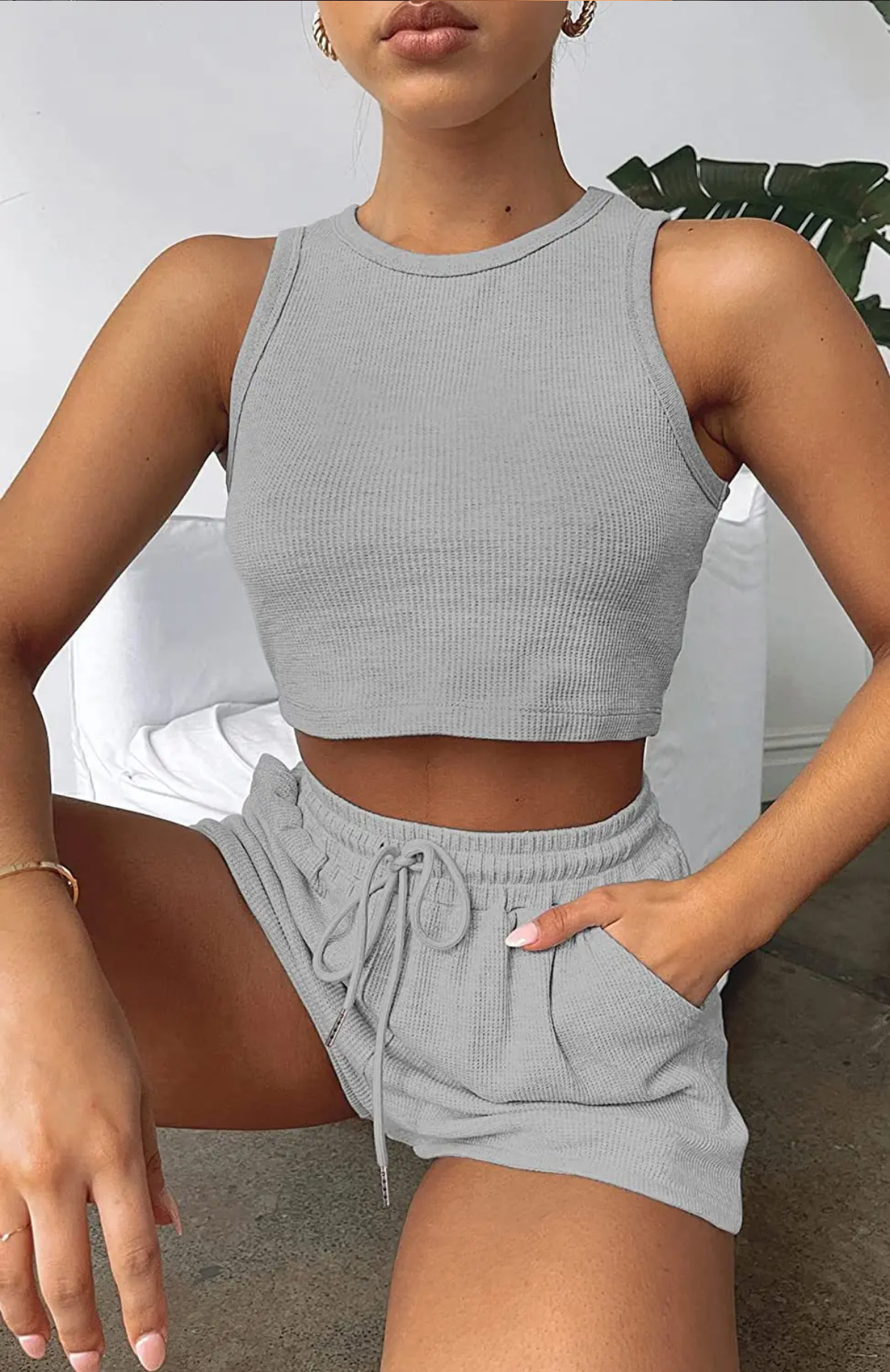 Two Piece Sets Vest Crop Tracksuit Tops Short Sets