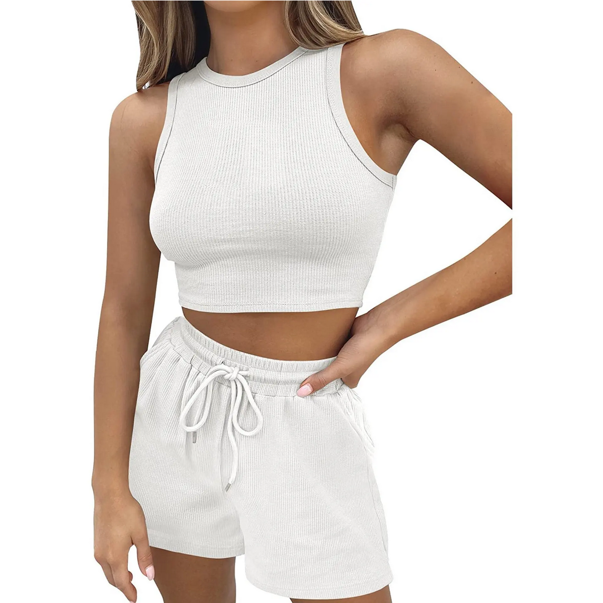 Two Piece Sets Vest Crop Tracksuit Tops Short Sets