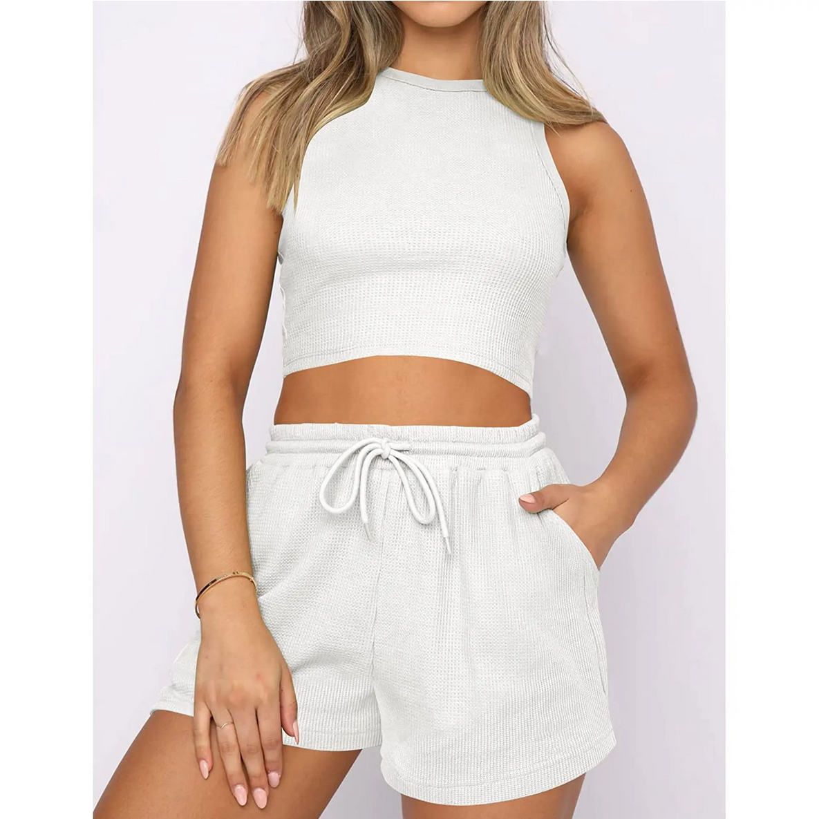 Two Piece Sets Vest Crop Tracksuit Tops Short Sets