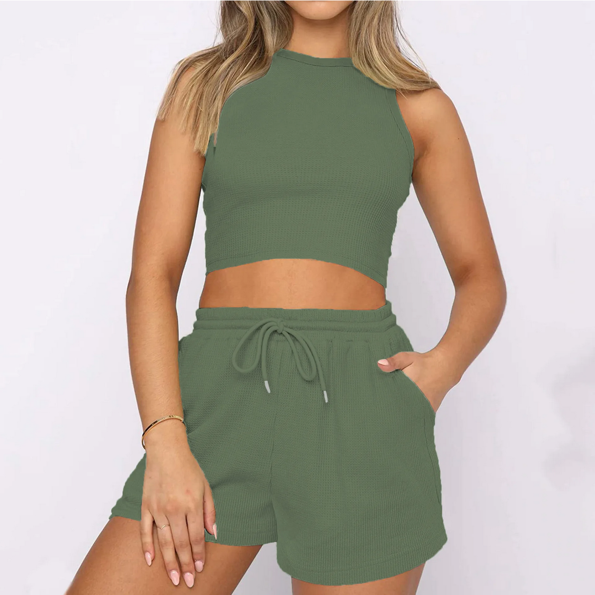 Two Piece Sets Vest Crop Tracksuit Tops Short Sets