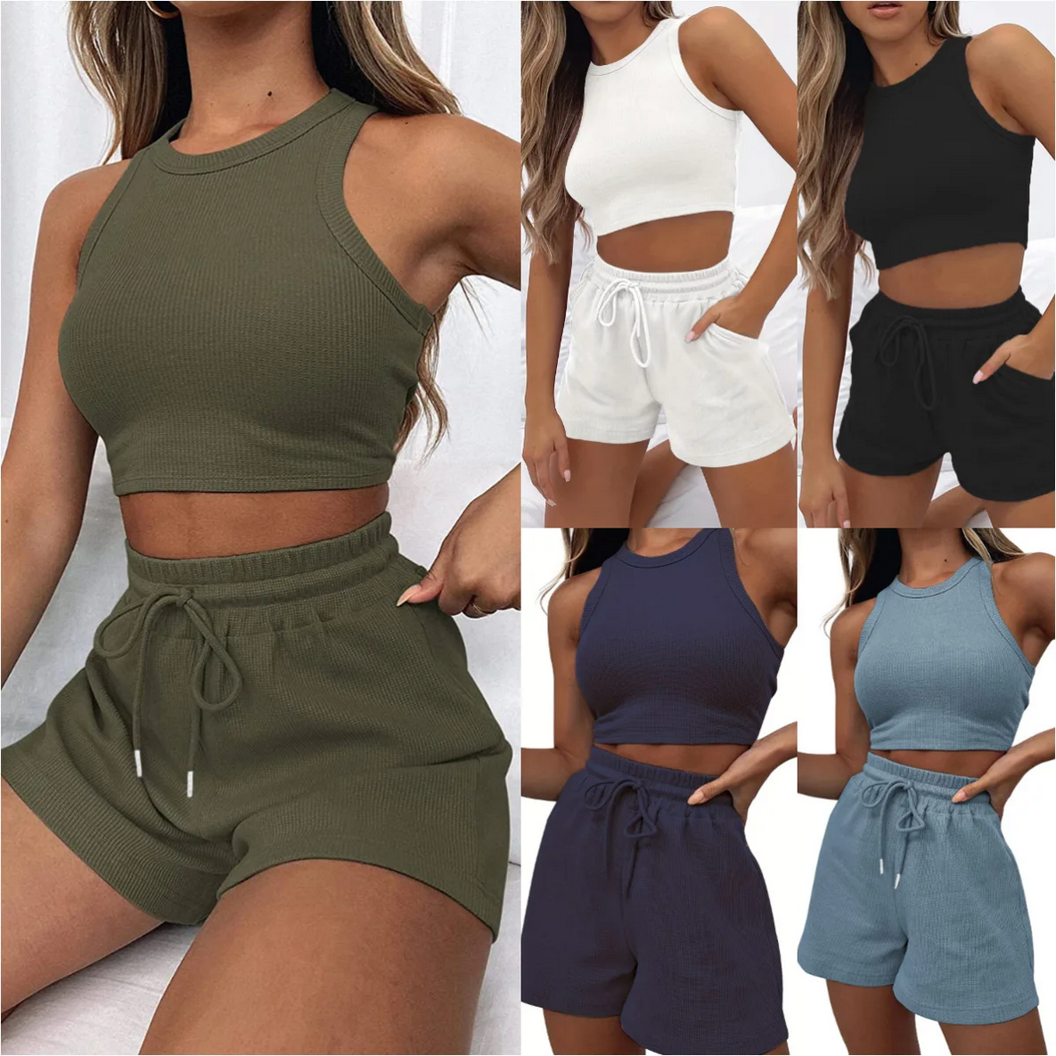 Two Piece Sets Vest Crop Tracksuit Tops Short Sets