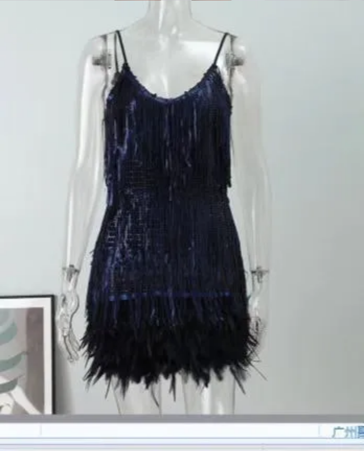 Fashionable Tassel Sequin Feather  Dress