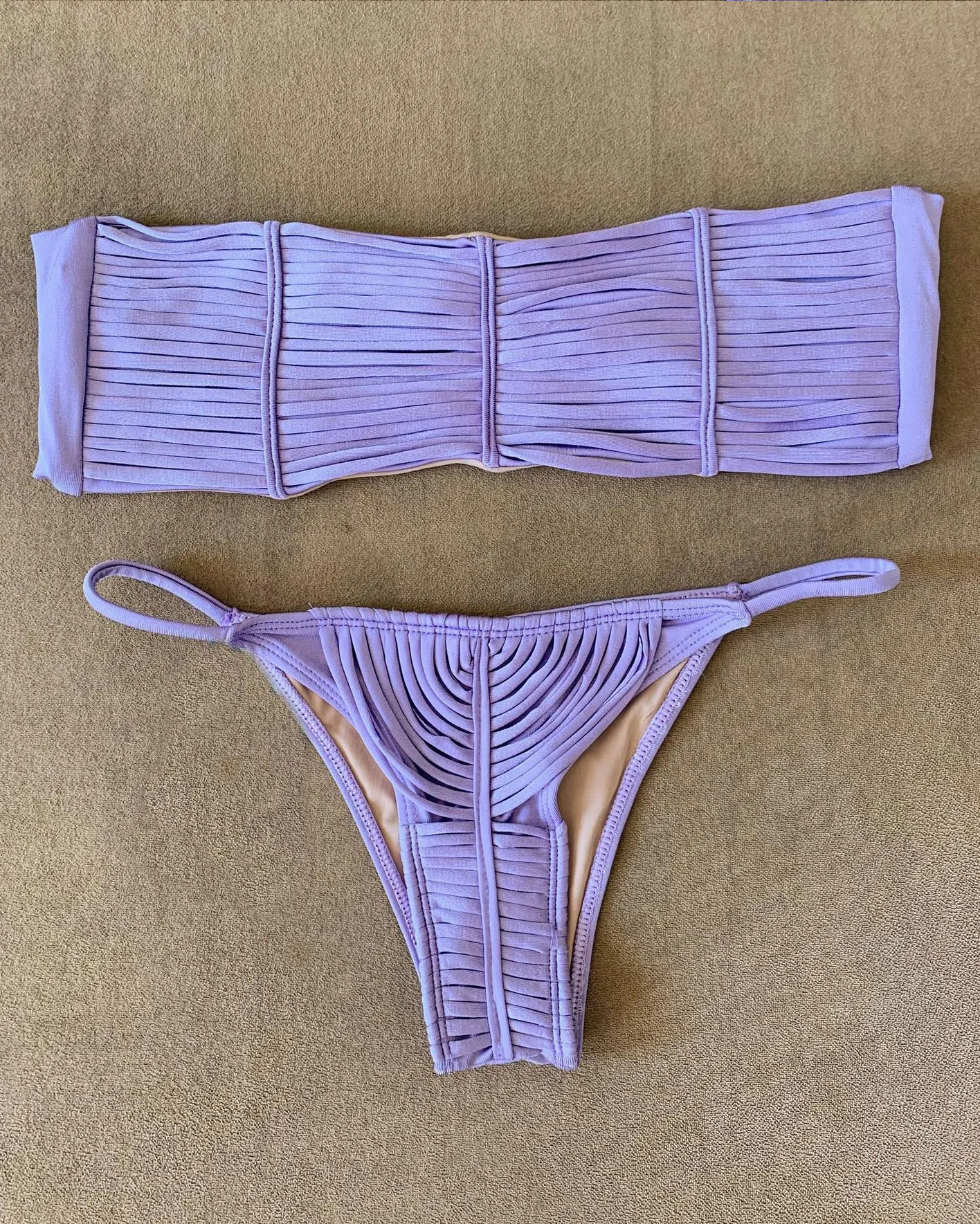 2024 New Brazilian Bandage Stripes Swimsuit Two Piece Set