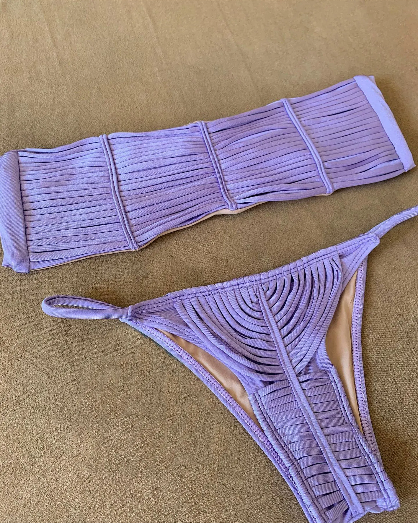 2024 New Brazilian Bandage Stripes Swimsuit Two Piece Set