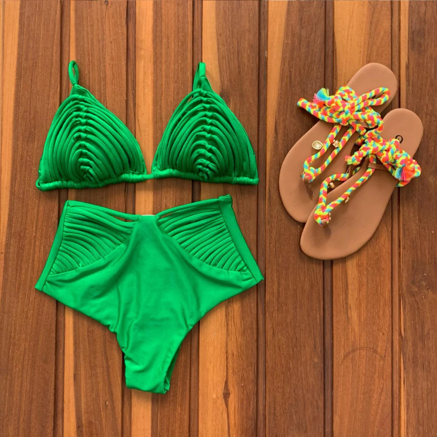 2024 New Brazilian Bandage Stripes Swimsuit Two Piece Set