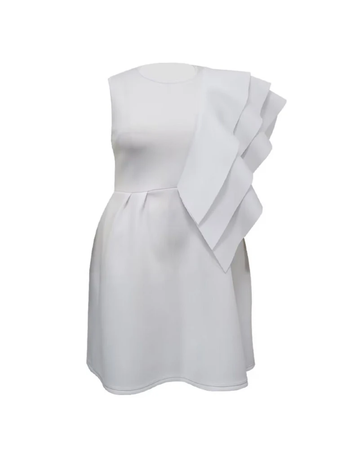 Plus Size Summer Ruffled One Shoulder Loose Short Sleeve  A-line Dress  Dropshipping