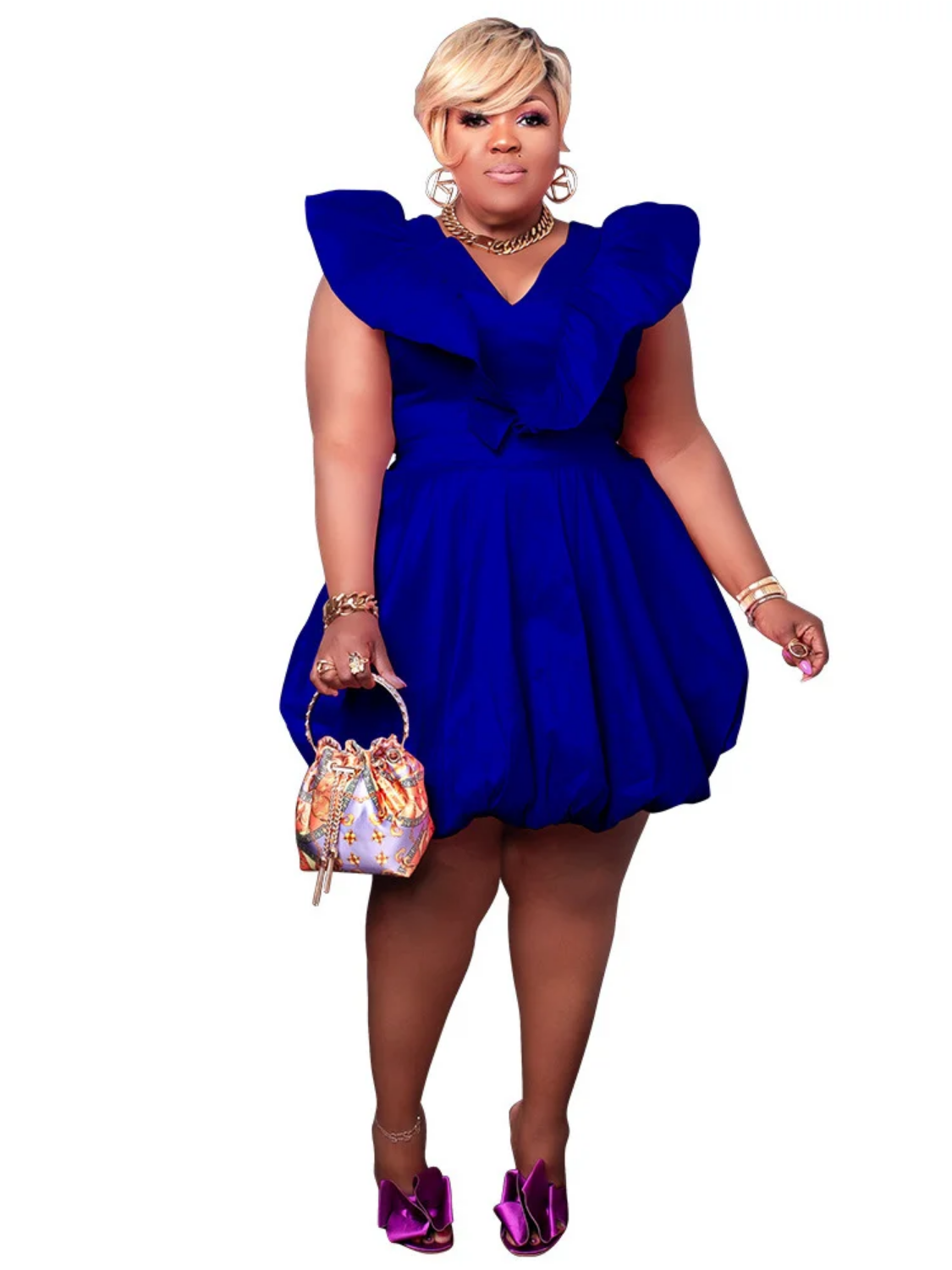 Plus Size Solid Pockets Cute Elegant Midi Dress Summer