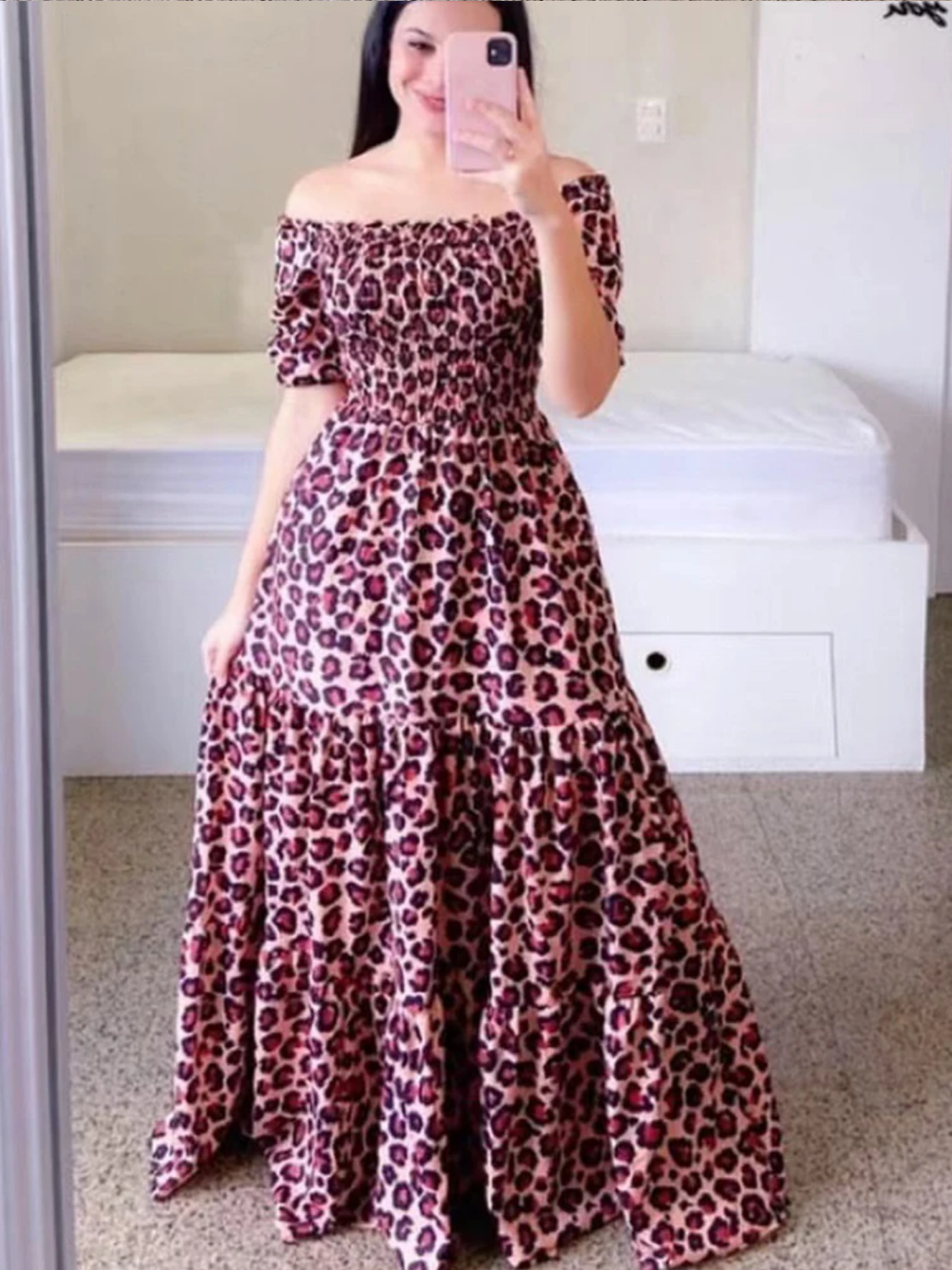 Vintage Floral Print Off The Shoulder Elastic Sexy Long Summer Dress