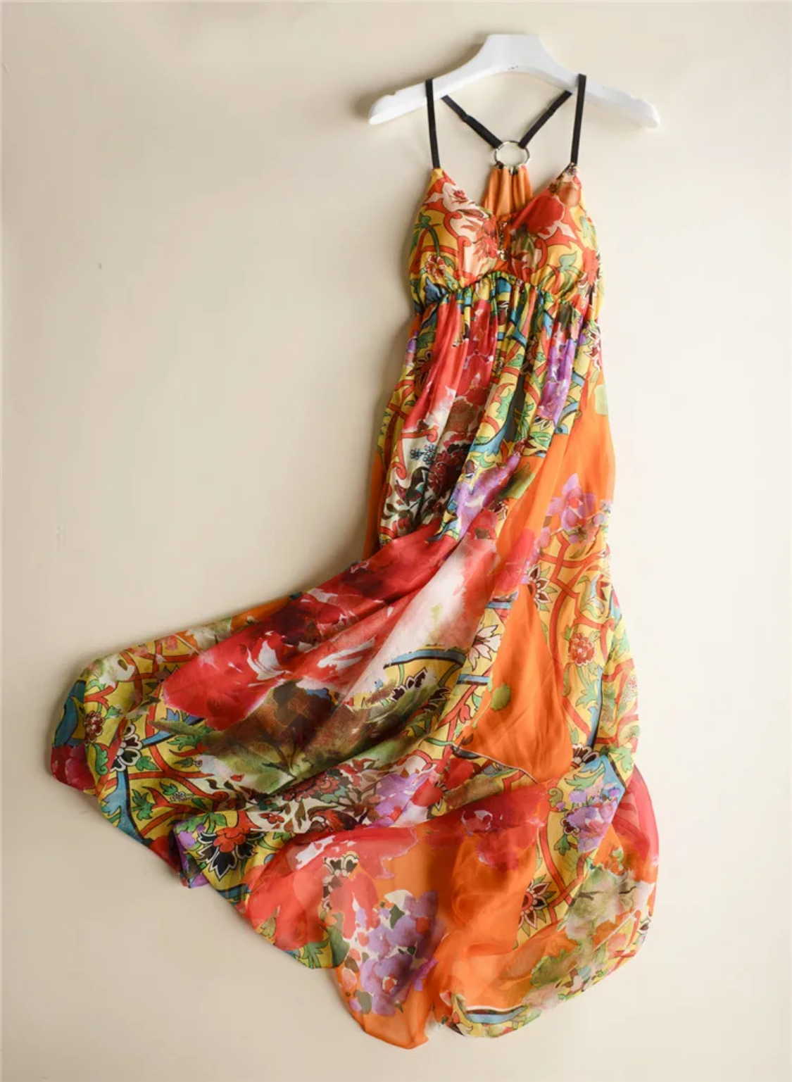 100%Real Silk Bohemian Beach Dress