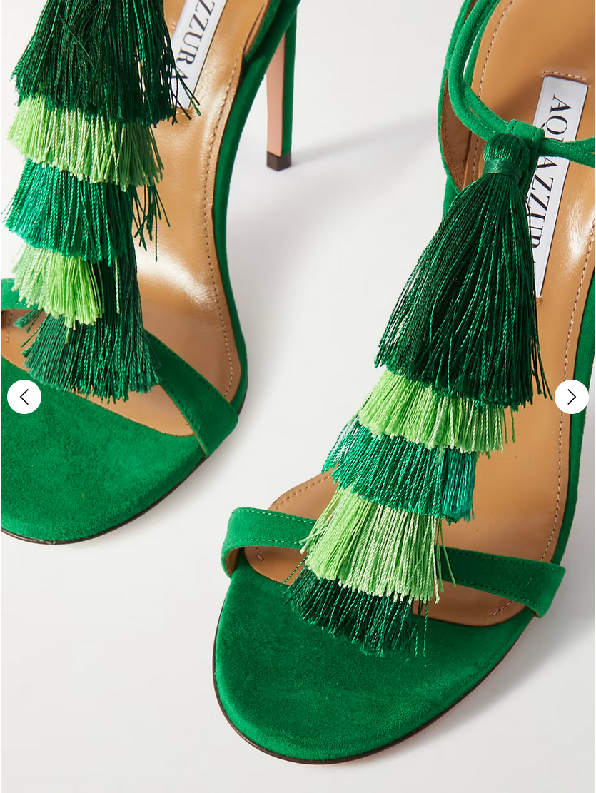 Green Round Toe Tassel Ankle Cross Strap Stiletto High Heels