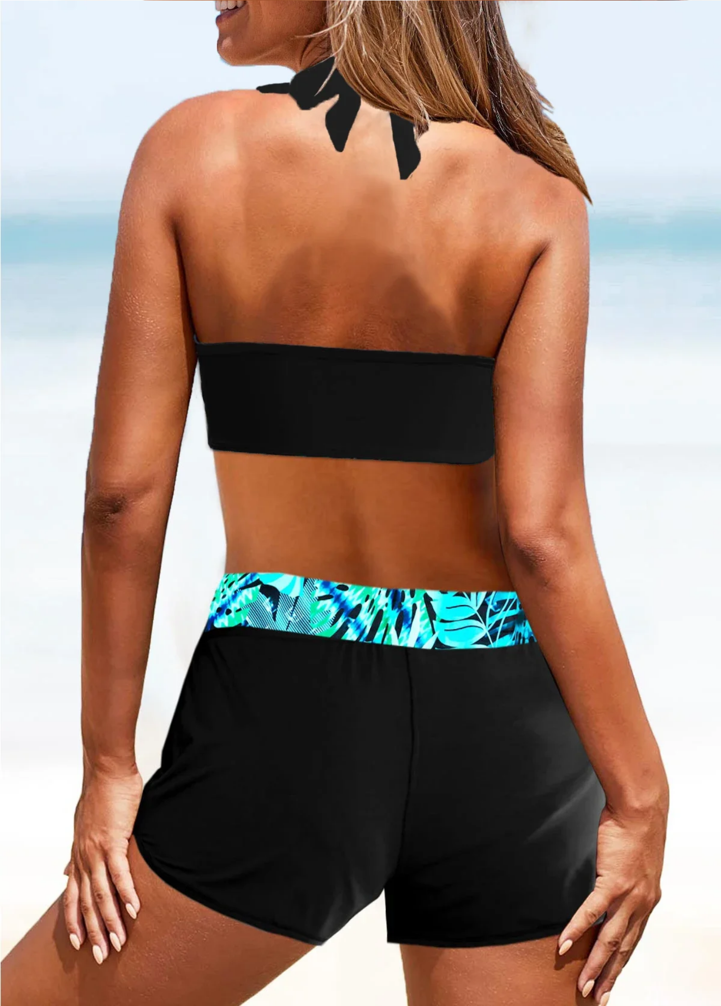 Summer Printed  Sexy Lace Up Open Back Resort Fashion Beach Swimsuit S-5XL