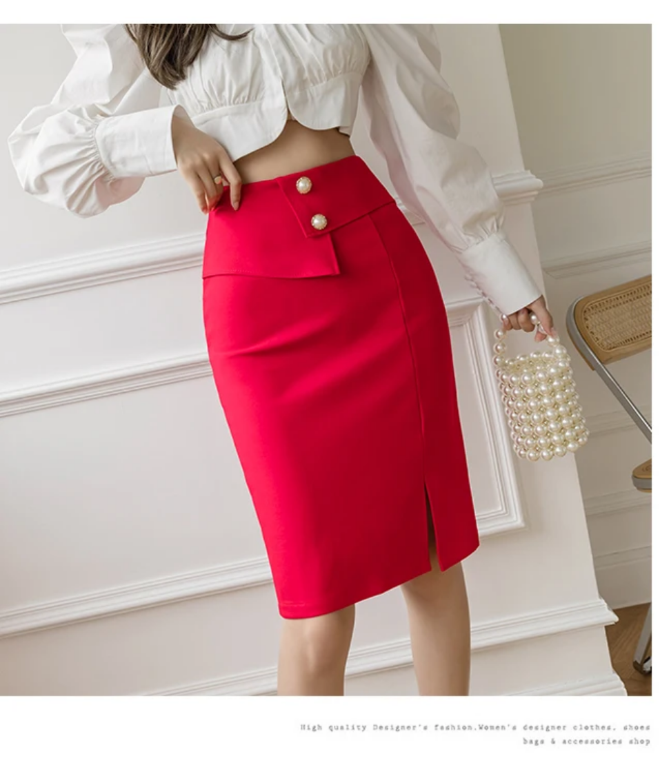 2024 Korean Elegant High Waist Bodycon Skirt