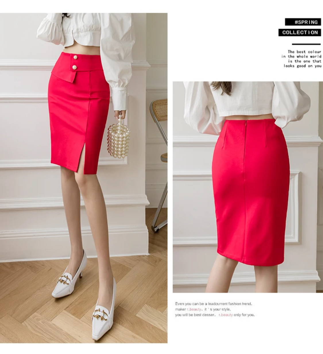 2024 Korean Elegant High Waist Bodycon Skirt