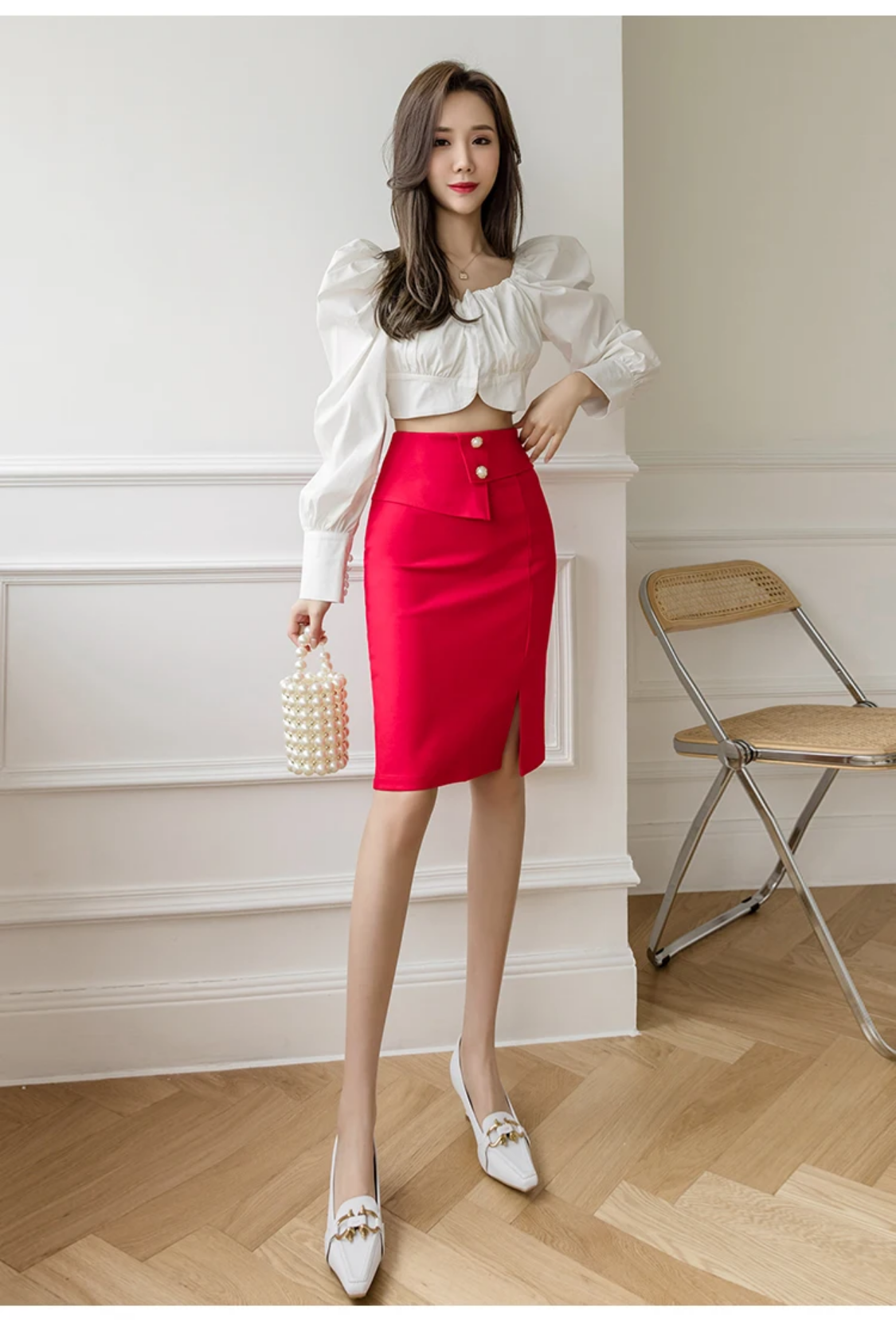 2024 Korean Elegant High Waist Bodycon Skirt