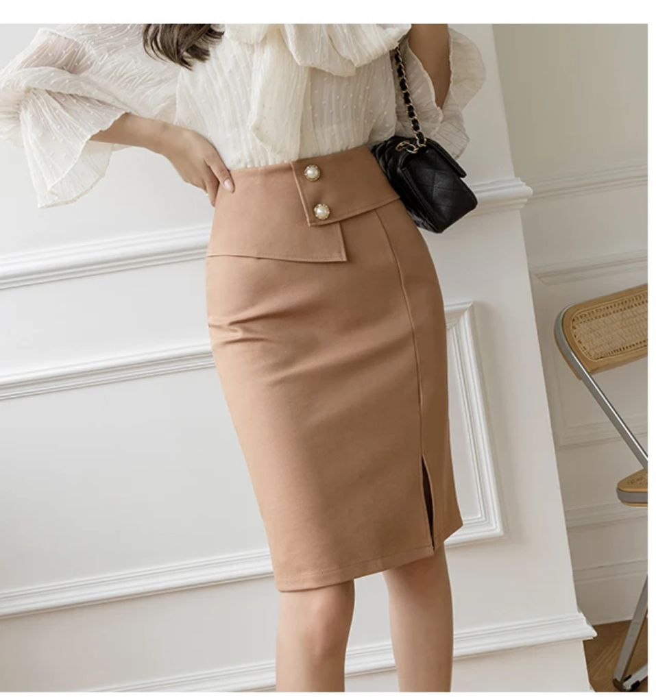 2024 Korean Elegant High Waist Bodycon Skirt