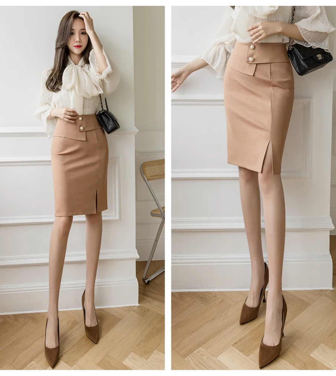 2024 Korean Elegant High Waist Bodycon Skirt