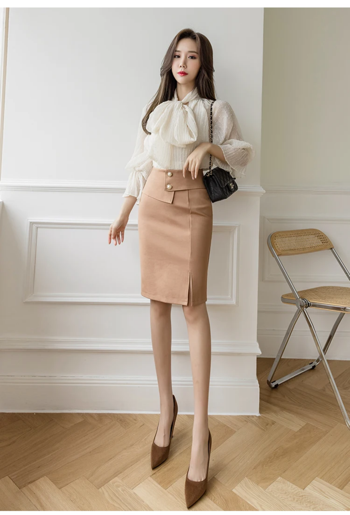 2024 Korean Elegant High Waist Bodycon Skirt