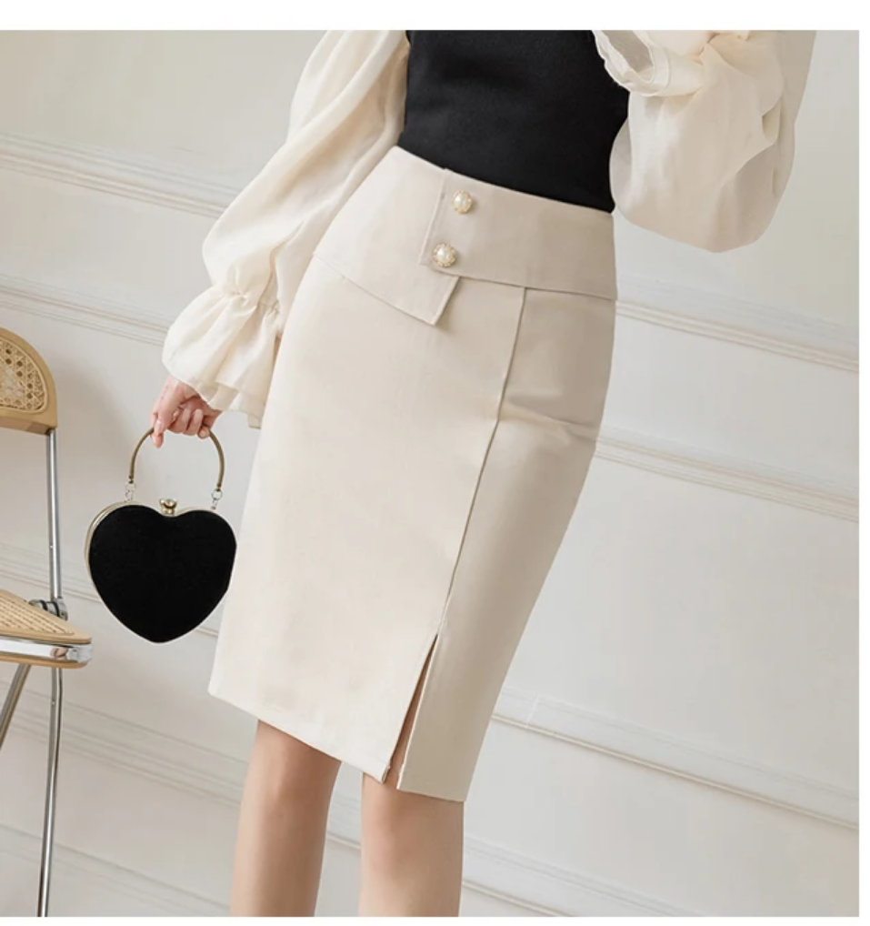 2024 Korean Elegant High Waist Bodycon Skirt