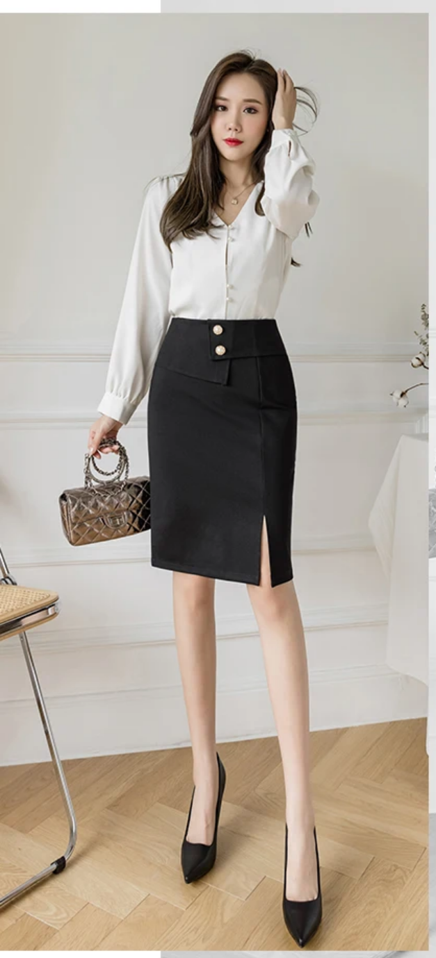 2024 Korean Elegant High Waist Bodycon Skirt