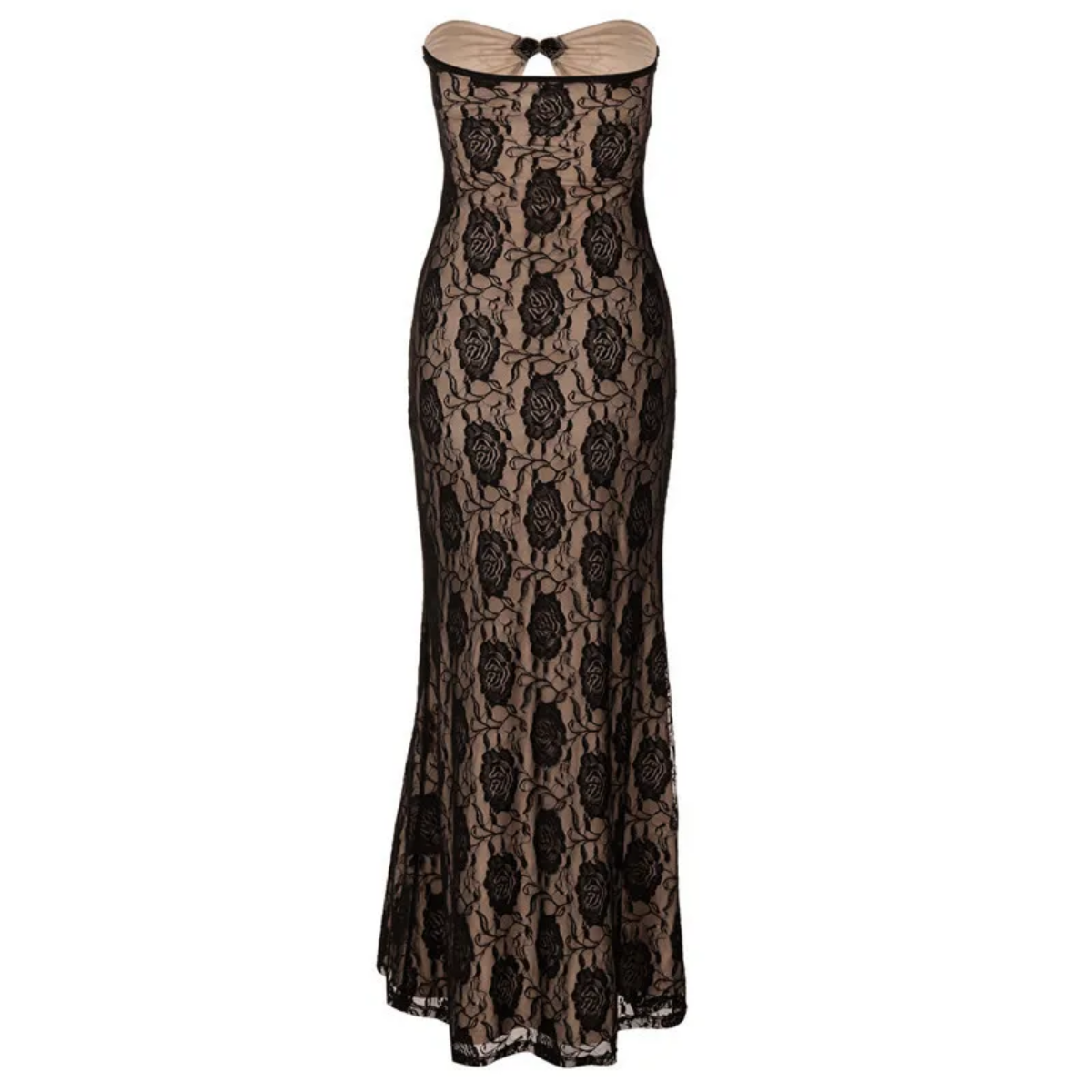 Hollow Out Strapless Lace Sexy Maxi Dress