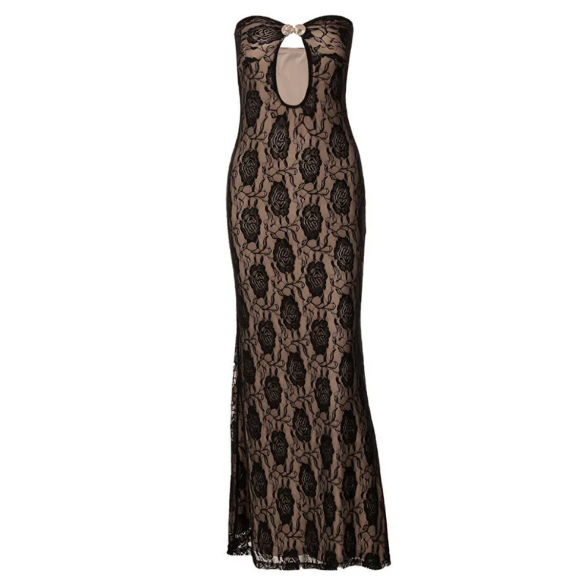 Hollow Out Strapless Lace Sexy Maxi Dress