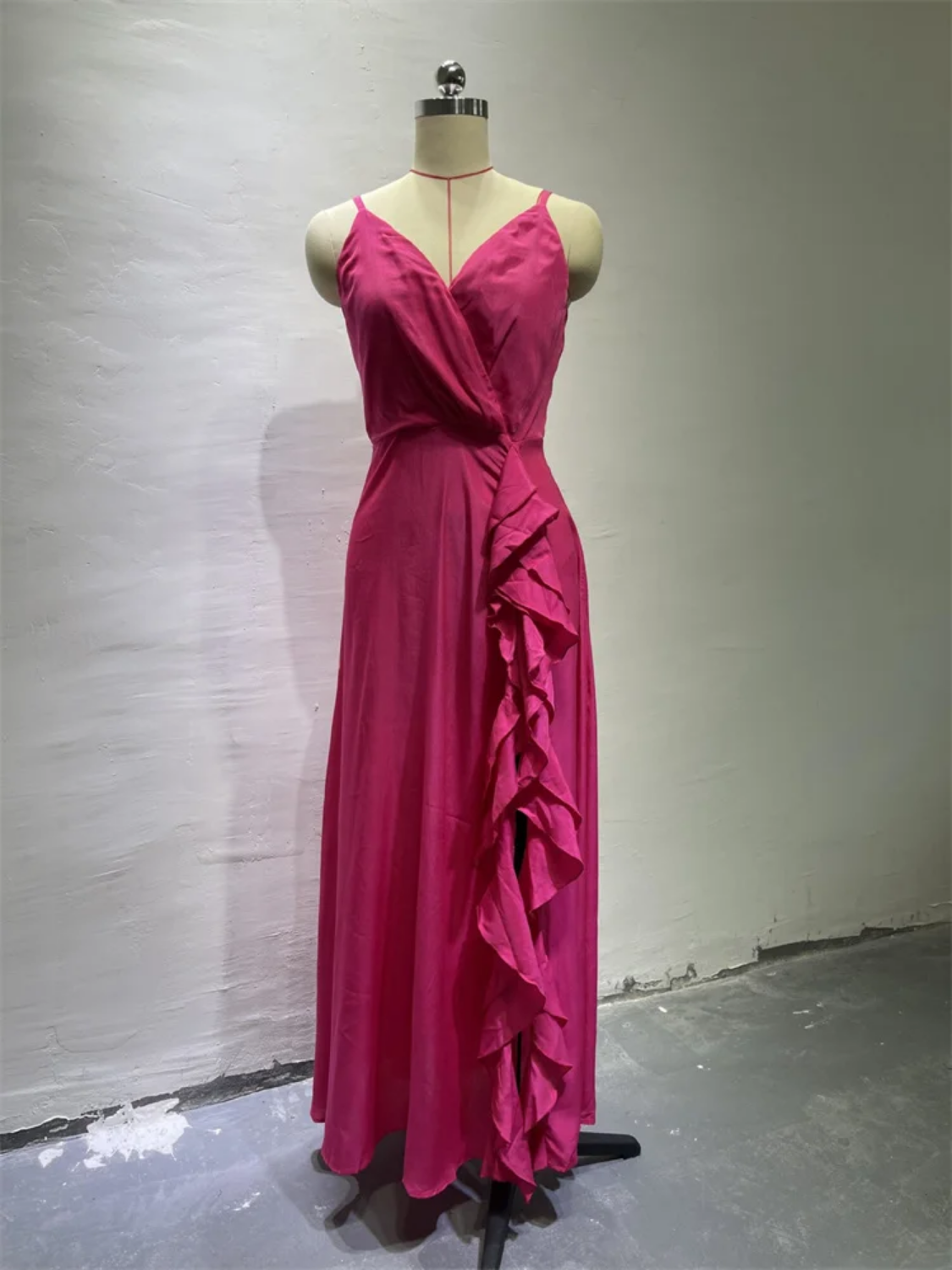 Sexy Fashionable Slip V Neck Nightclub Full Length Maxi Dress